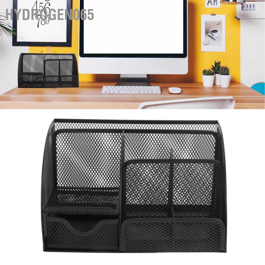 Hydrogen065 Giá đỡ lưu trữ bút lưới cho máy tính để bàn 7 ngăn Màu đen đa chức năng văn phòng chắc chắn tại nhà