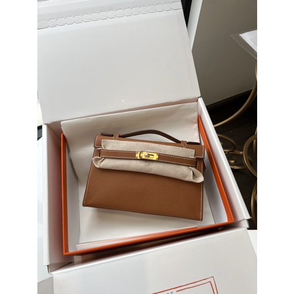 TÚI MINI KELLY POCHETTE DA XƯỚC KHOÁ VÀNG TẶNG KÈM DÂY XÍCH