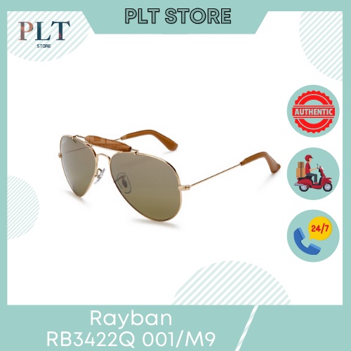 Kính Mát Rayban Aviator Crap bọc da RB3422Q 001/M9 (58-14-135) (Phân Cực) Full Box