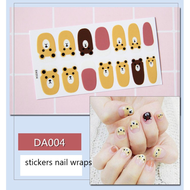 Miếng dán móng tay Phong cách Hàn Quốc Stickers Nails Wraps