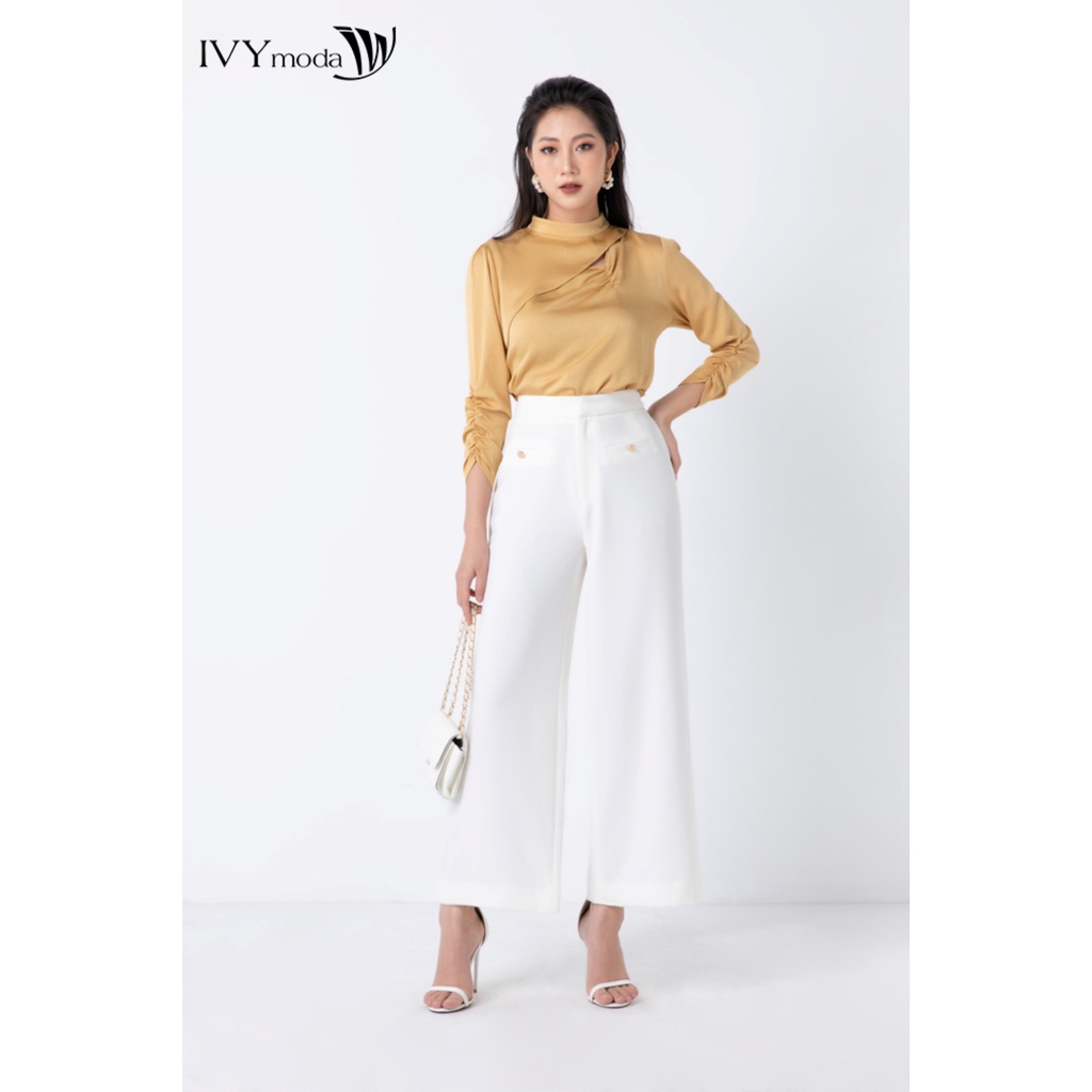 Áo sơ mi nữ tay nhún IVY moda MS 17T0052