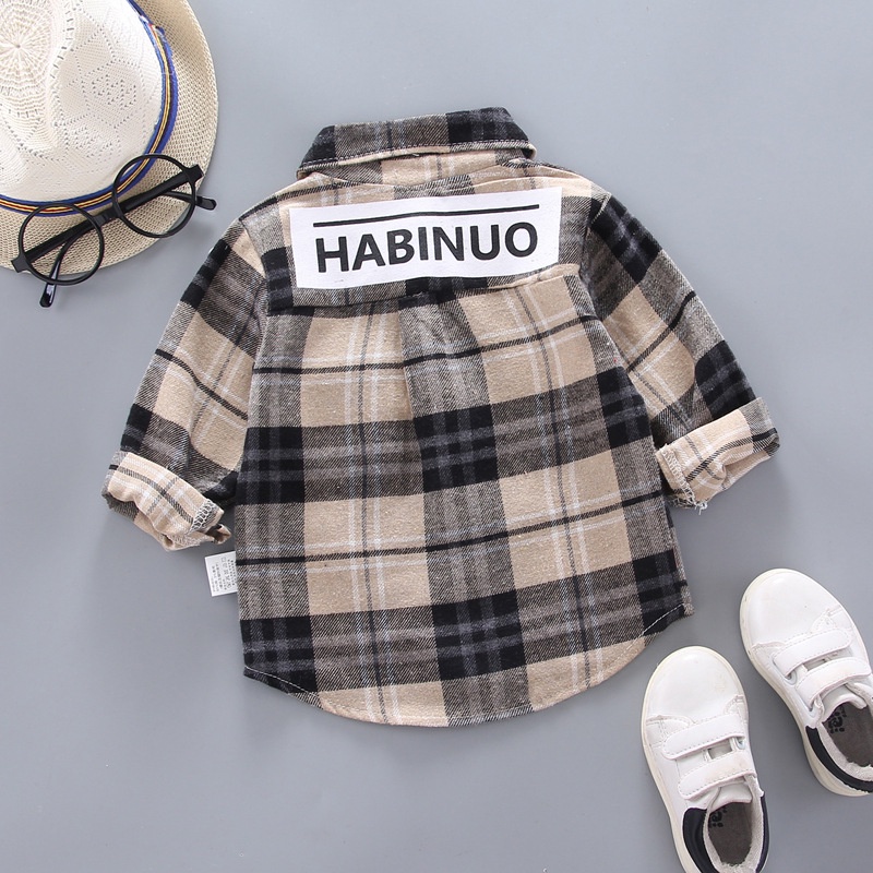 Áo sơ mi dài tay thiết kế mới họa tiết ca rô thời trang dành cho bé trai từ 0-4 tuổi