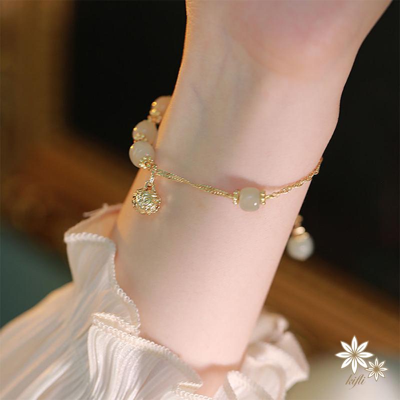 【Kifli】Vòng Tay Mặt Chuông Vàng Thiết Kế Đặc Biệt Phong Cách Truyền Thống Bạn Thân