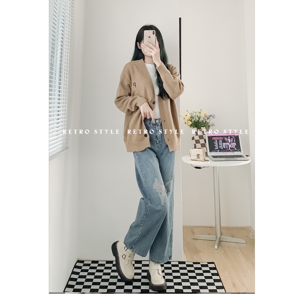 Áo khoác cardigan len chất dày oversize thêu P mã CadiganchuP502_P5K1.2