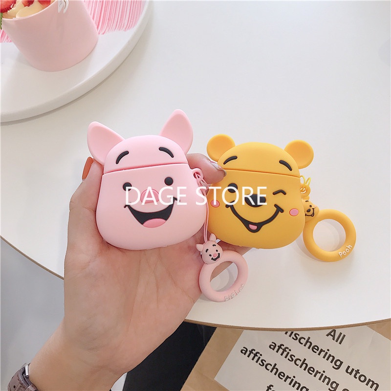 Vỏ Bảo Vệ Hộp Sạc Tai Nghe Bluetooth Airpods 2 1 Pro 3 2021 Bằng Silicon Hình Winnie / Hello Kitty 3D Dễ Thương