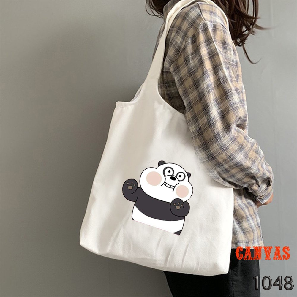 TÚI TOTE TRẮNG CHẤT VẢI CANVAS 1048 PANDA MẬP DỄ THƯƠNG HÀNG CHUẨN ĐẸP