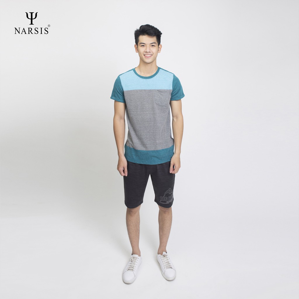 Áo nam màu kẻ xanh ghi Narsis D6052