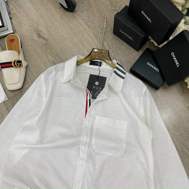 Bán Sỉ Áo sơ mi trắng Viền Gucci cho nữ