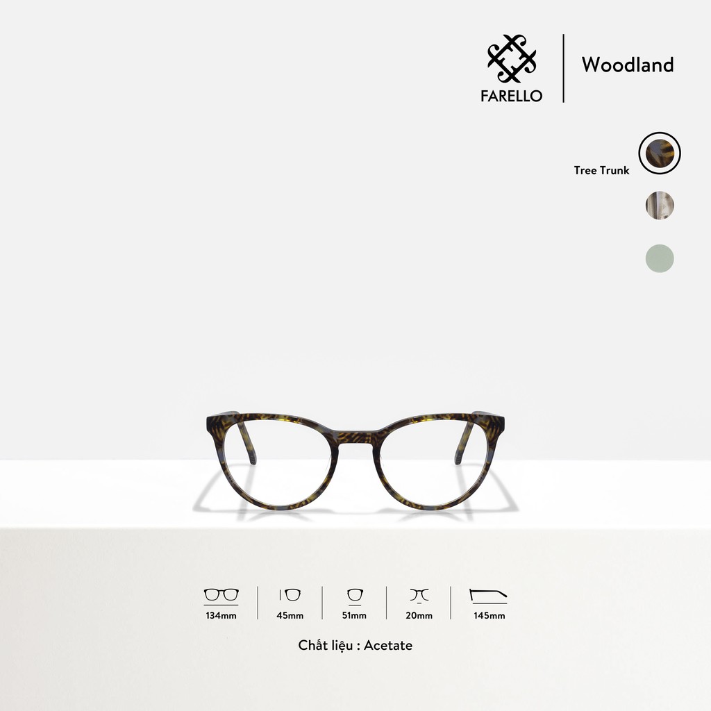 Gọng kính nữ cao cấp FARELLO Woodland mắt mèo Acetate thiết kế tinh tế màu sắc thời trang
