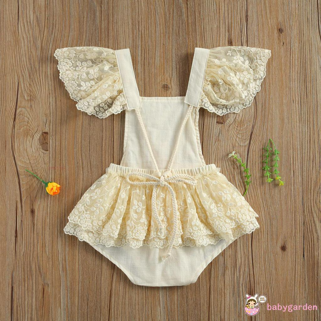 Áo Liền Quần Có Tay Ren Cánh Tiên Đáng Yêu Dành Cho Bé Gái