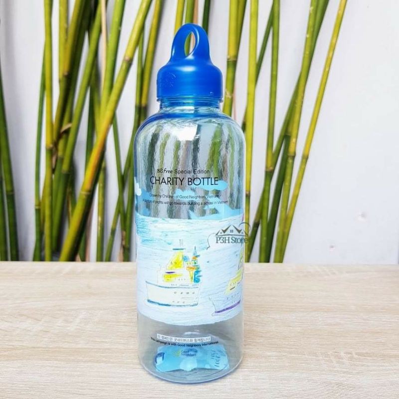 Bình nước Lock&Lock Bisfree in tranh hình thuyền 700ml - Màu xanh biển (Tranh do những em nhỏ Việt Nam vẽ)