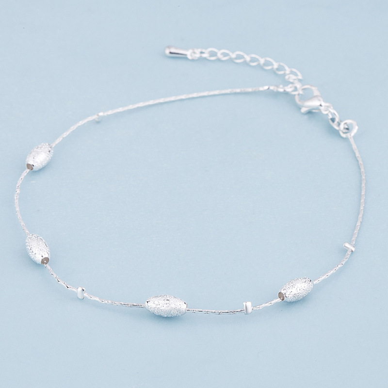 Lắc Chân Trendy Silver Bead Anklet Simple Snake Chain Foot Anklets for Women Girl Lady Jewelry Accessories Gifts