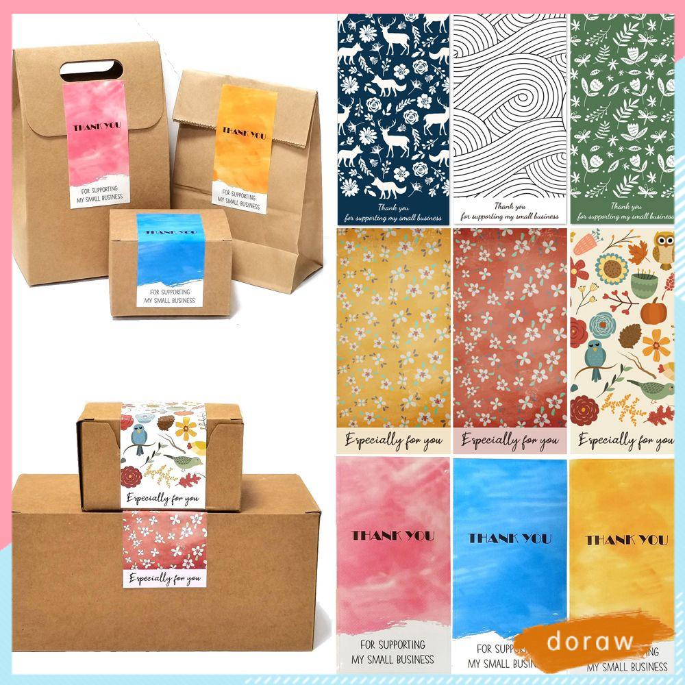 DORAW 50PCS Gift Thank You Seal Labels Online Retails Especilly For You For Supporting My Small Business Package Decoration Flower Printed 5*10cm Commodity Packaging Stationery Stickers