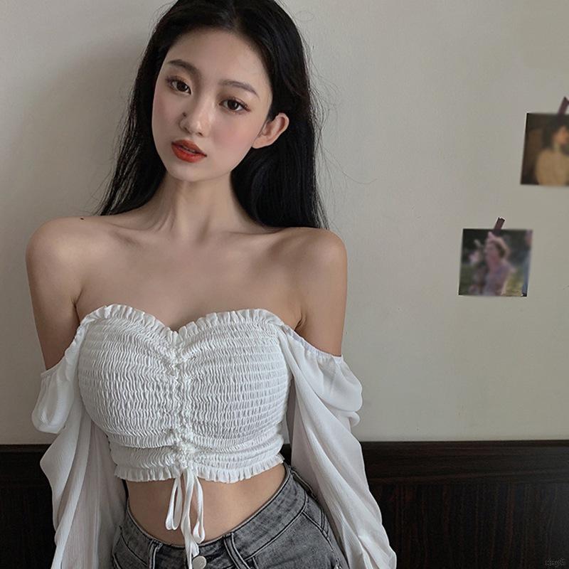 Áo Lửng Cổ Vuông Tay Dài Thời Trang Quyến Rũ Cho Nữ