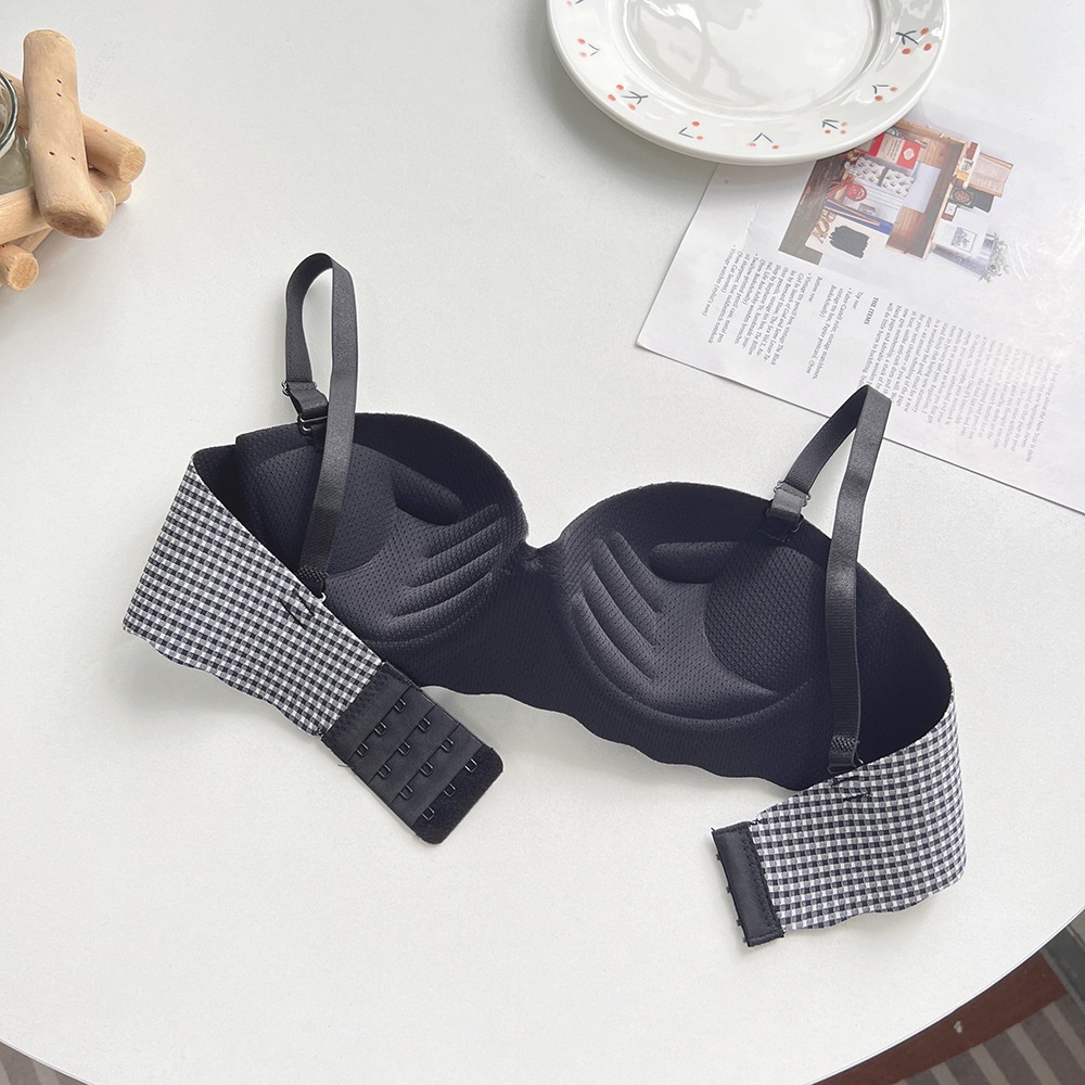 Áo ngực nữ đúc su không gọng kẻ caro BRALUNE , áo lót nữ nâng ngực tôn vòng 1 quyến rũ mã ANM-14