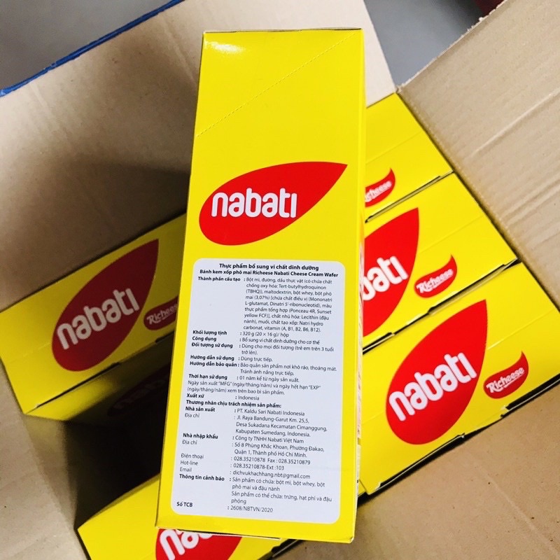 BÁNH XÔP NABATI HỘP 320g  vị phô mai , Vị sữa chua phúc bồn tử