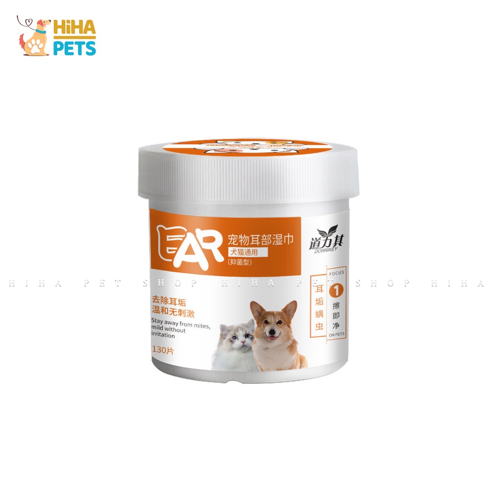 Khăn Ướt Lau Tai Cho Chó Mèo Chiết Xuất Từ Cây Lô Hội Hộp 130 Miếng.