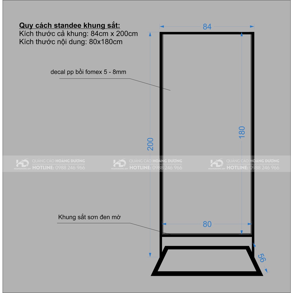 Standee khung sắt 80*180 ngoài trời