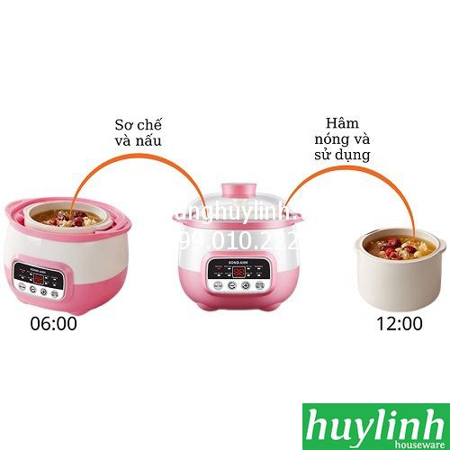 [Mã ELHAMS5 giảm 6% đơn 300K] Nồi Nấu Cháo Cách Thủy Và Hấp Song Anh- SA600 -0.8L