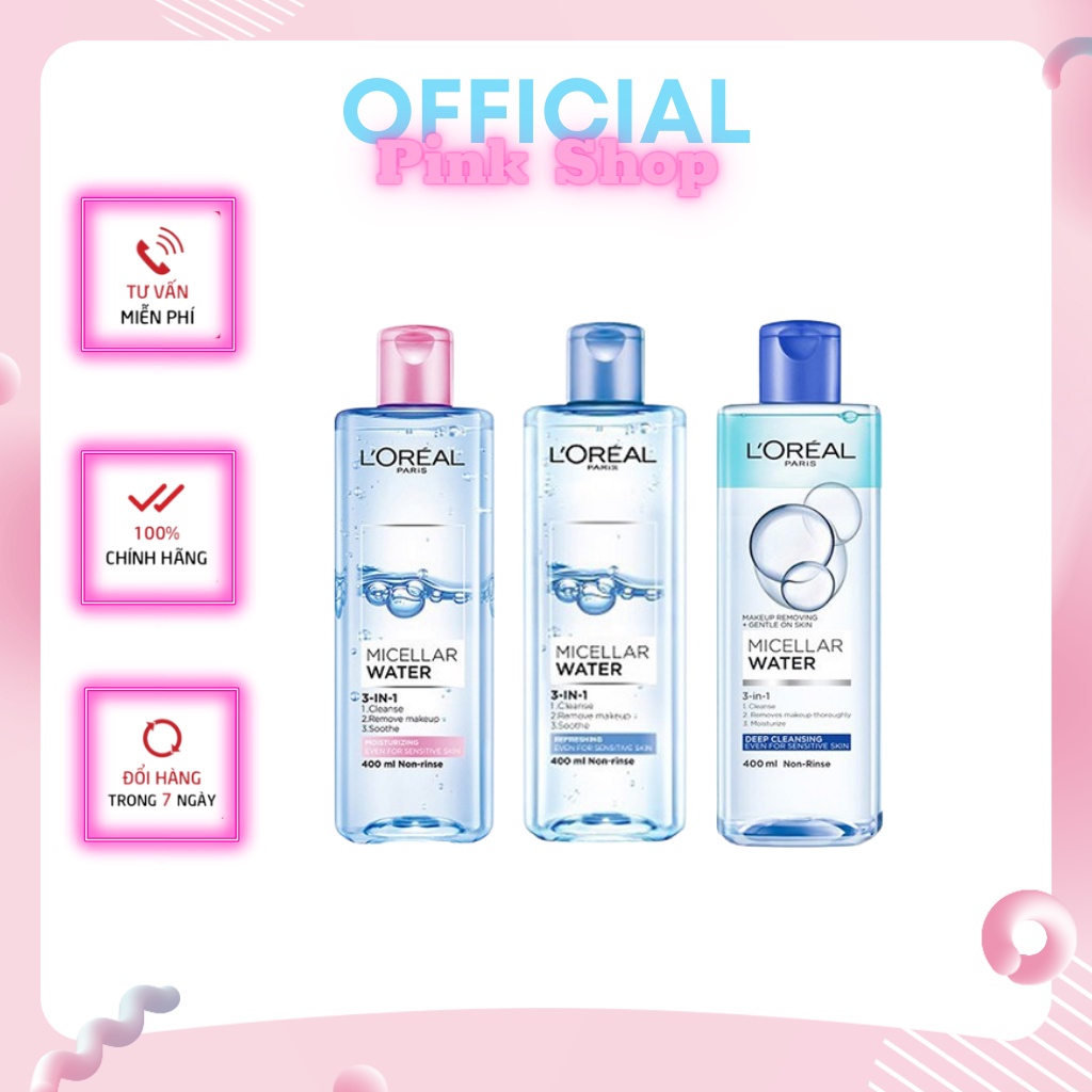 Nước tẩy trang Loreal - L'Oreal Paris 3-in-1 Micellar Water - Pink Shop