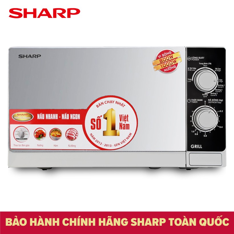 Lò vi sóng Sharp R-G223VN-SM Dung tích 20L, Công suất 800W