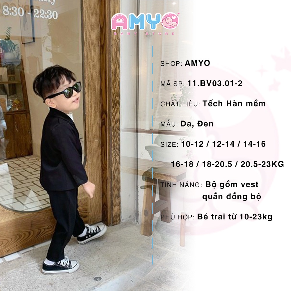Bộ vest bé trai AMYO đồ Tết cho bé trai kèm quần tây cùng màu phong cách Hàn Quốc cao cấp 11.BV03.01-2