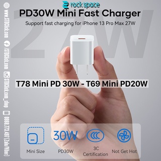 Sạc nhanh pd 30w - 20w cổng type c rock t78 mini pd 30w - t69 pd 20w mini chính hãng