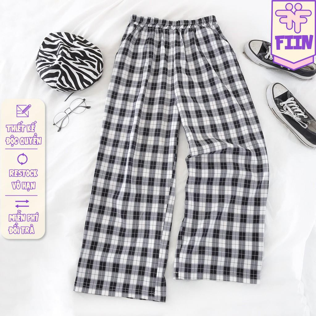 [Ảnh thật] Quần Baggy Kẻ Caro Đen Trắng - Made by Fiin