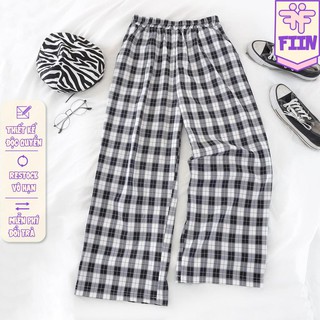 [Ảnh thật] Quần Baggy Kẻ Caro Đen Trắng - Made by Fiin