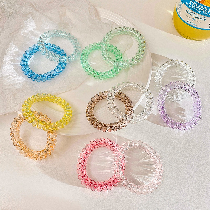 Set 2 Dây Buộc Tóc Dạng Xoắn Ốc Đơn Giản Thời Trang Hàn Quốc Không Làm Tổn Thương Tóc