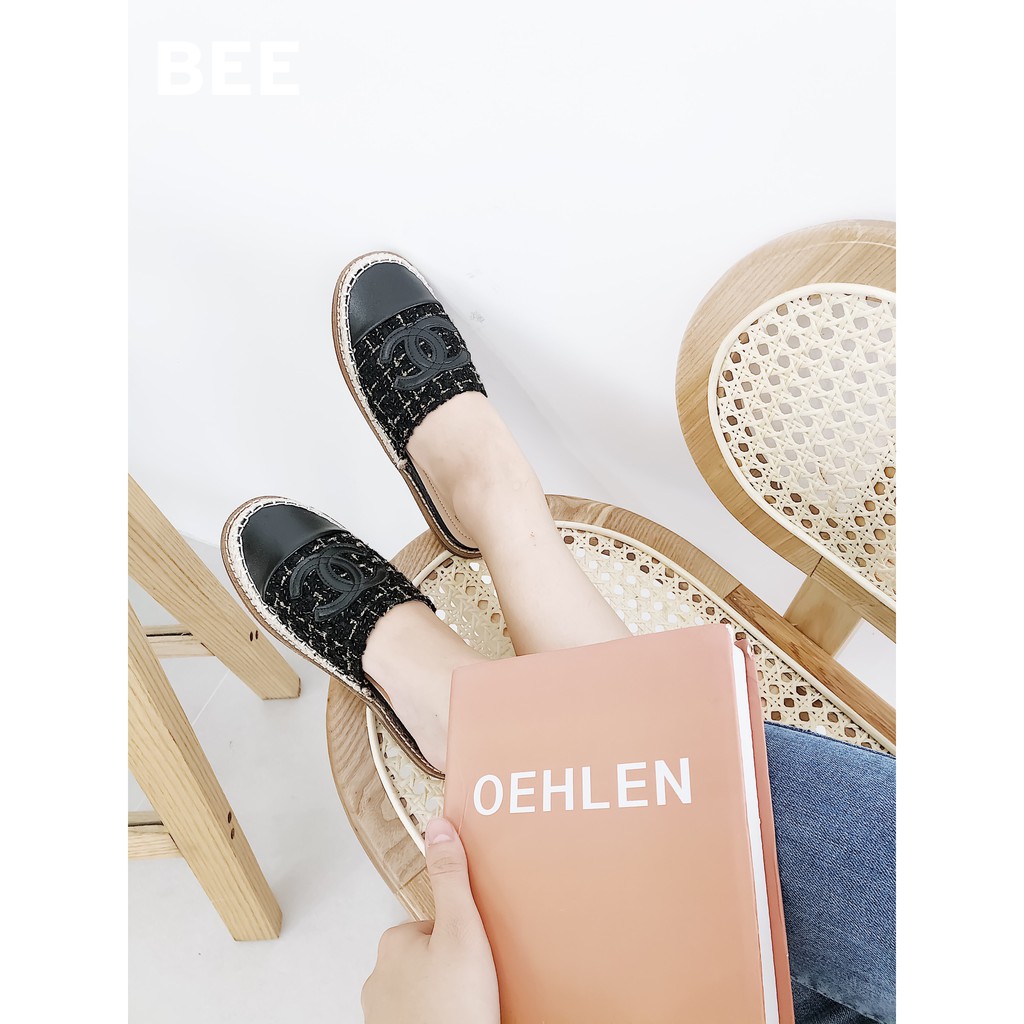 BEESHOES- GIÀY SỤC NƠ DA DẠ MỀM MŨI TRÒN - SỤC THỜI TRANG NỮ ĐẾ BỆT SIÊU ÊM VÀ MỀM MÀU ĐEN 2009022