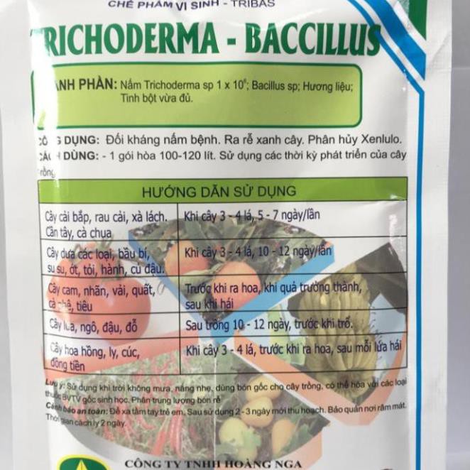 Phân hữu cơ vi sinh Trichoderma Bacilius gói 50g. Chuyên xử lý phế thải, chất hữu cơ và nấm đối kháng.