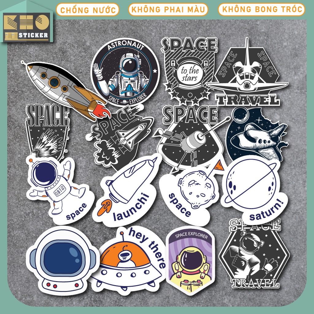 Combo 50 Sticker Phi hành gia chống nước sticker dán laptop, điện thoại, đàn guitar, mũ bảo hiểm, vali. MSP: ST25