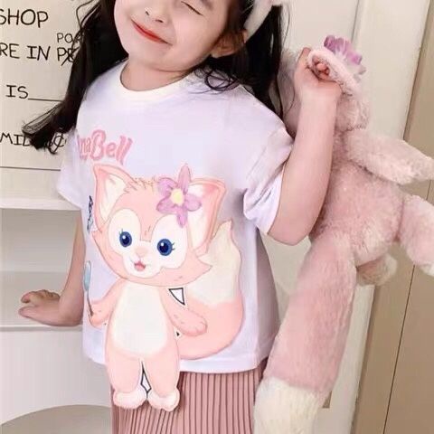 Áo Thun Cotton Tay Lỡ Thoáng Khí In Hình Thỏ/Cáo Hoạt Hình Ba Chiều Thời Trang Mùa Hè Cho Bé Gái 2022