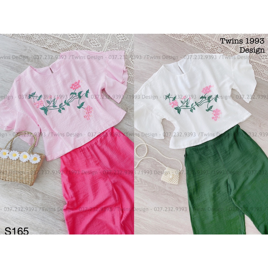 Bộ đồ nữ, bộ đũi nữ TWINS STORE thêu hoa dây, chất đũi siêu mát - S165