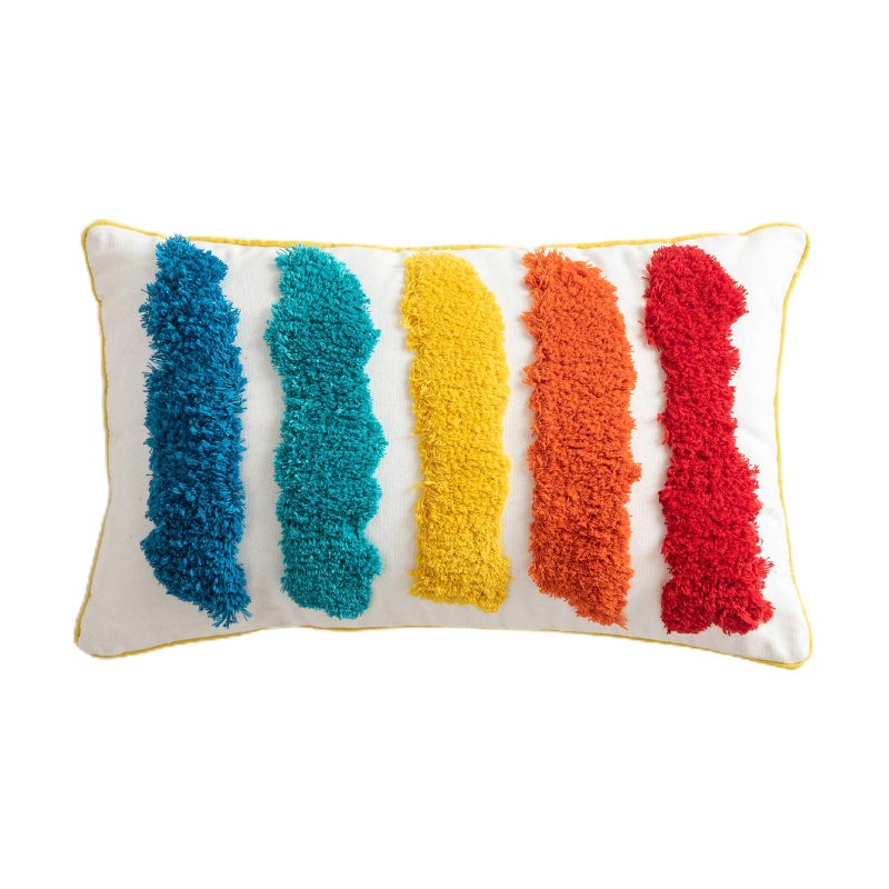 Vỏ Gối 30x50cm Họa Tiết Sọc Cầu Vồng Phong Cách Boho