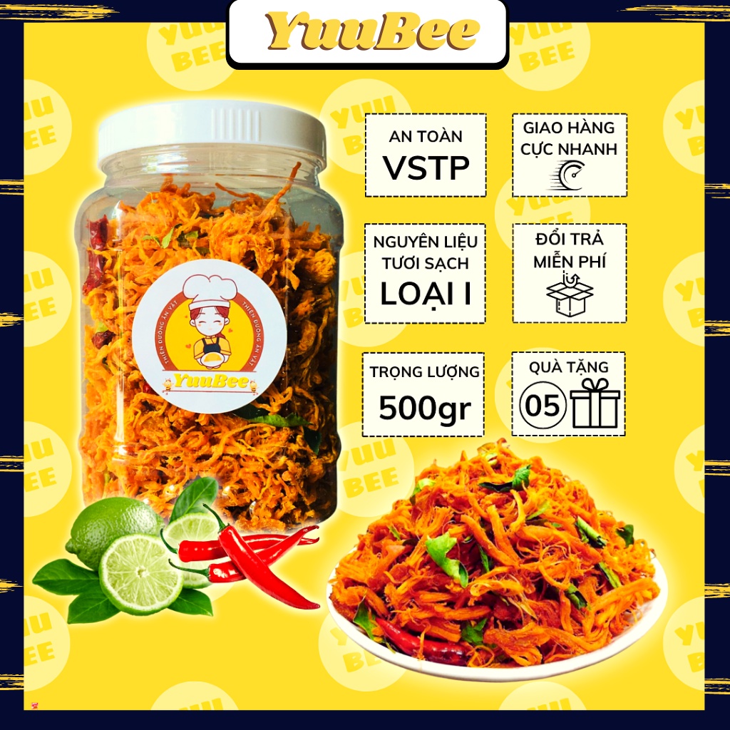 Khô gà lá chanh 1kg 500g 300g xé cay siêu ngon YUUBEE - Đồ ăn vặt Việt Nam - Ăn vặt YuuBee