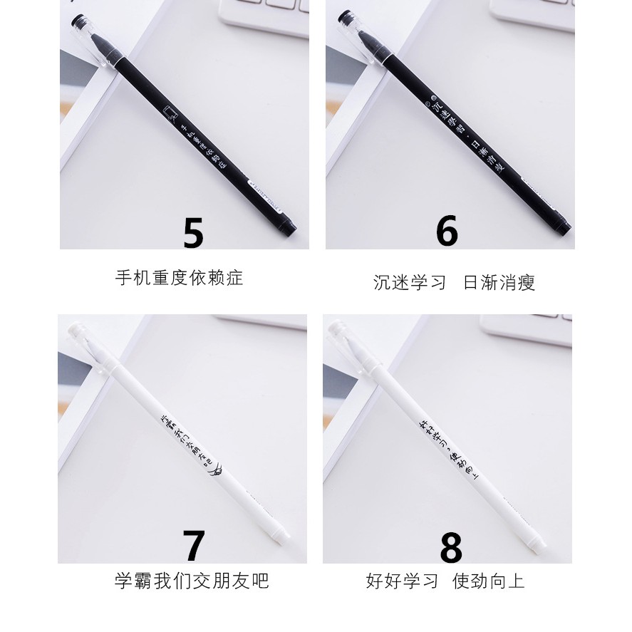 Bút bi gel 0.38mm mực đen có nắp thiết kế đơn giản dễ thương đa dụng