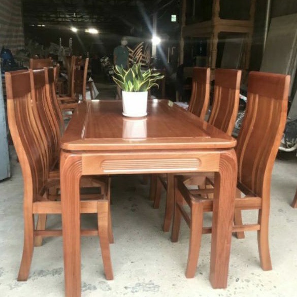 Bộ Bàn Ăn 80 x 1m6 Mặt Đặc, Ghế Lưng Cong Gỗ X.O.A.N Đ.À.O