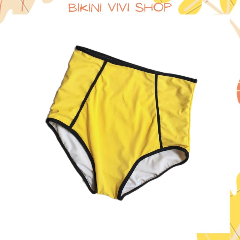 Quần bơi nữ, bikini lẻ cạp cao che bụng màu vàng sọc đen