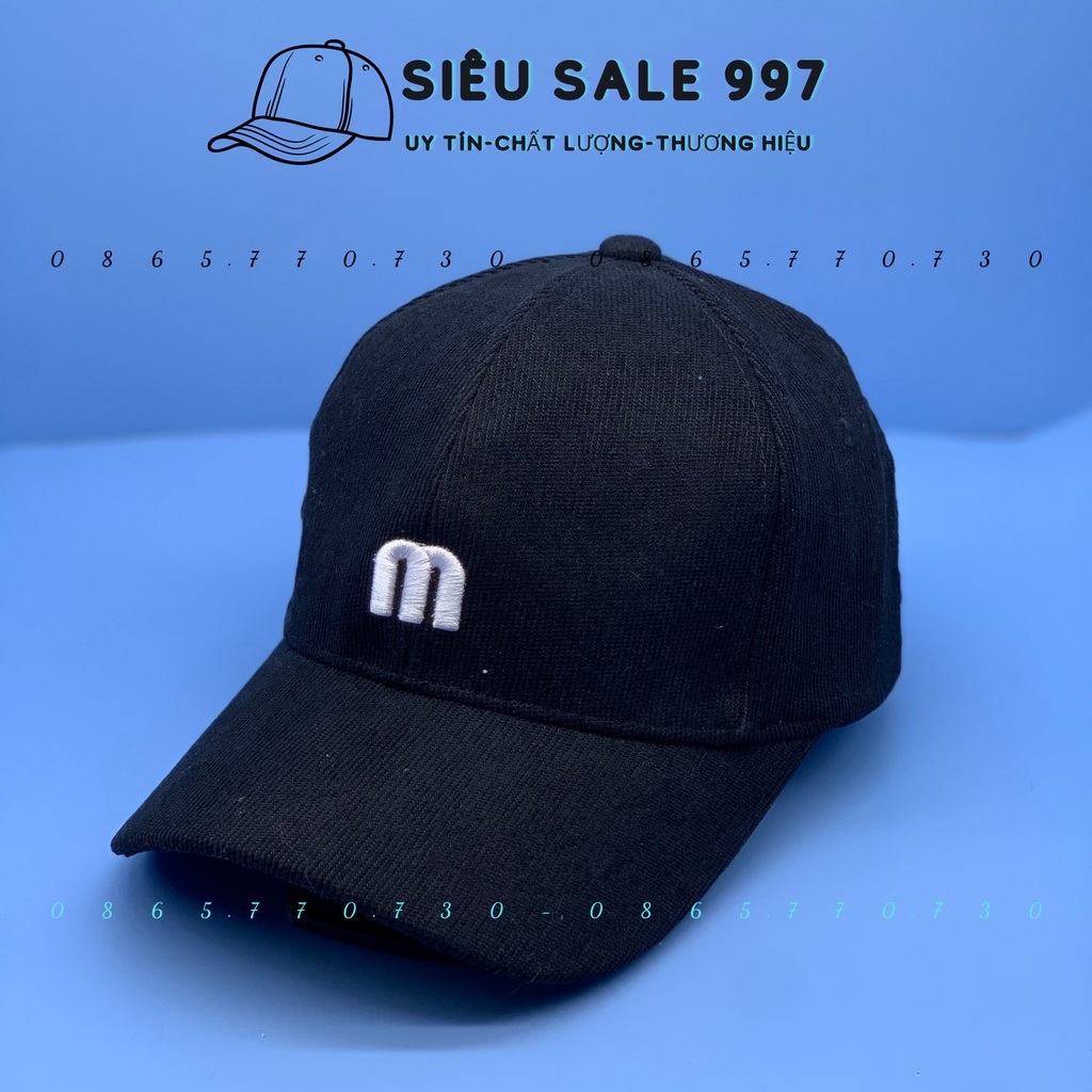 NÓN KẾT NHUNG GÂN THÊU CHỮ M THỜI TRANG NAM NỮ ĐƠN GIẢN ĐẸP PHONG CÁCH HÀN QUỐC