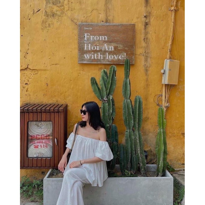 bán sỉ set áo trễ vai mixx quần ống sơ ba màu hothit | BigBuy360 - bigbuy360.vn