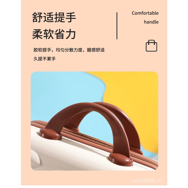 Túi đựng mỹ phẩm 14 inch nhỏ gọn hình gấu hoạt hình dễ thương có mật khẩu dùng khi đi du lịch