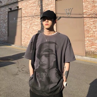 <ORDER-Douyin/Đại Xuyên>áo thun unisex form rộng tay lỡ cổ tròn hoạ tiết người độc đáo