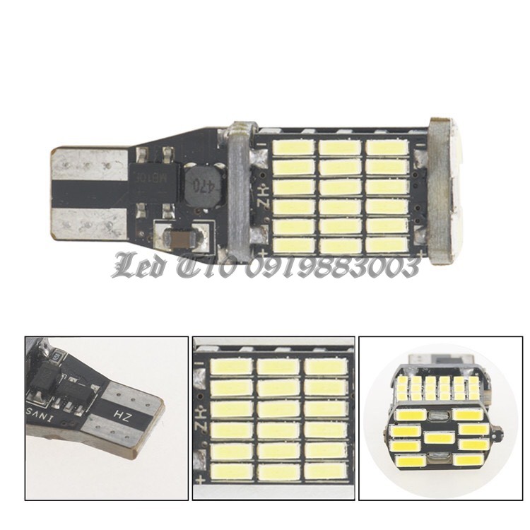 1 bóng đèn LED T15 4014 45SMD Canbus 12V đèn lùi, báo rẽ, demi ô tô xe máy