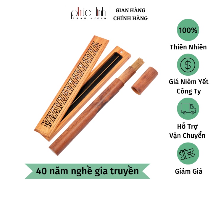 Trầm Tăm PHÚC LINH Ống Gỗ TẶNG Lư Xông 20cm-20gr cháy 30 phút dùng Thư Giãn