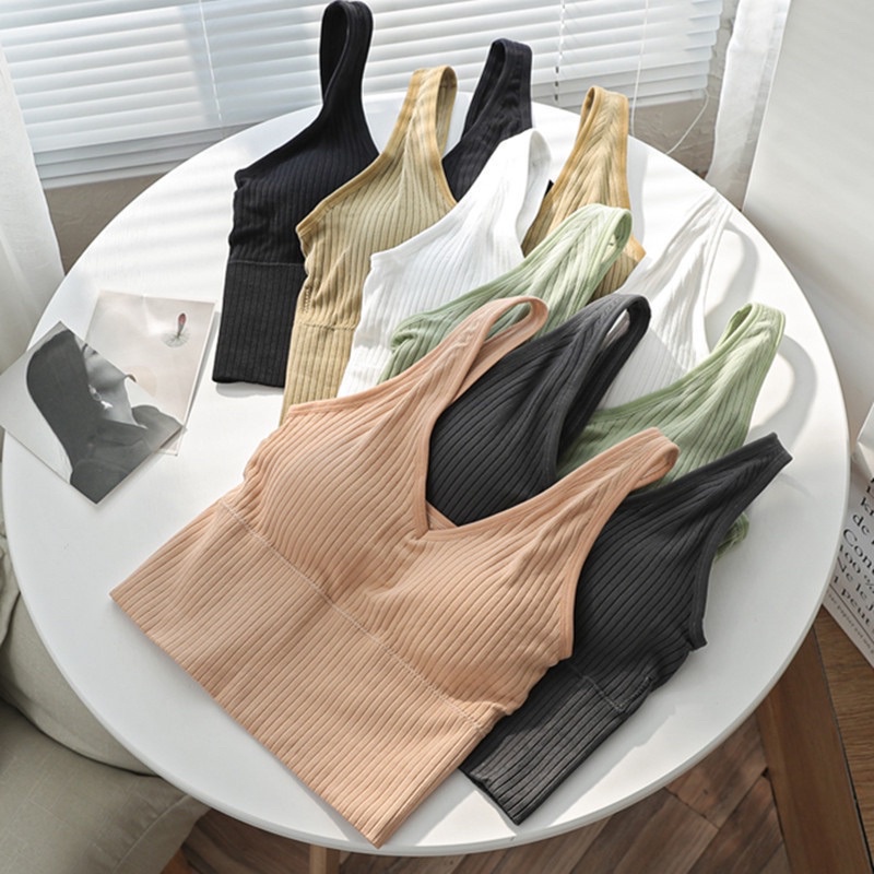 Áo Bra Thân Dài Thun Tăm Mẫu Mới V90 Siêu HOT - Áo Bra Dáng Croptop Nâng Dáng Vòng 1 FreeSize dưới 60kg