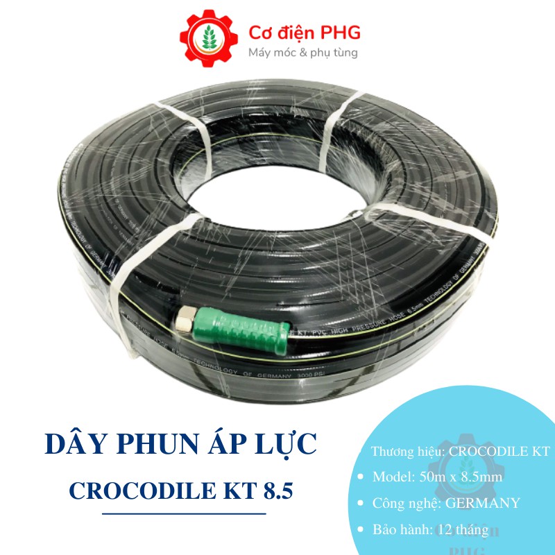 Dây phun áp lực dùng cho máy bơm xịt rửa cao áp hiệu CROCODILE KT 8.5mm x 50m| GERMANY | Bảo hành 12 tháng | Dây hơi