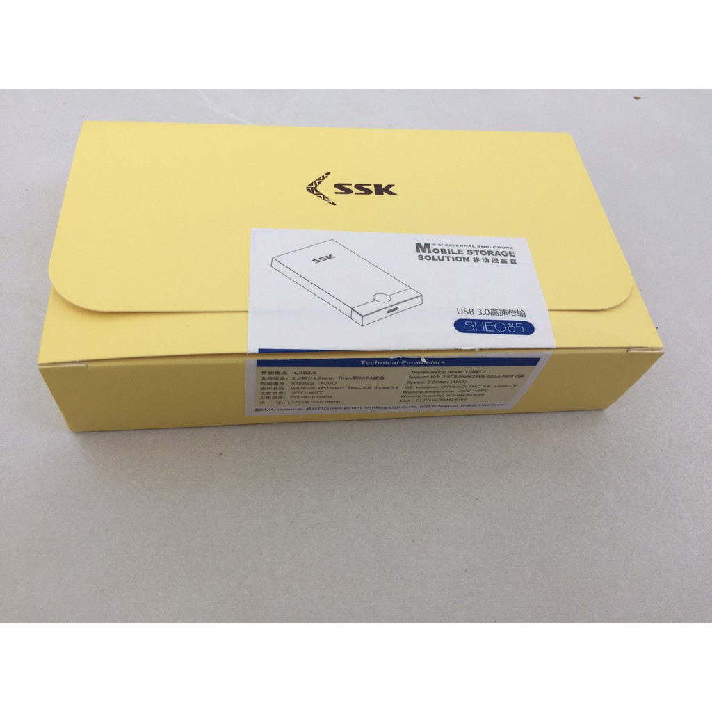 Box HDD 2.5'' SSK SHE085 Sata USB 3.0 5Gbps hỗ trợ ổ cứng lên đến 2TB- Chính Hãng 100%, Full Box