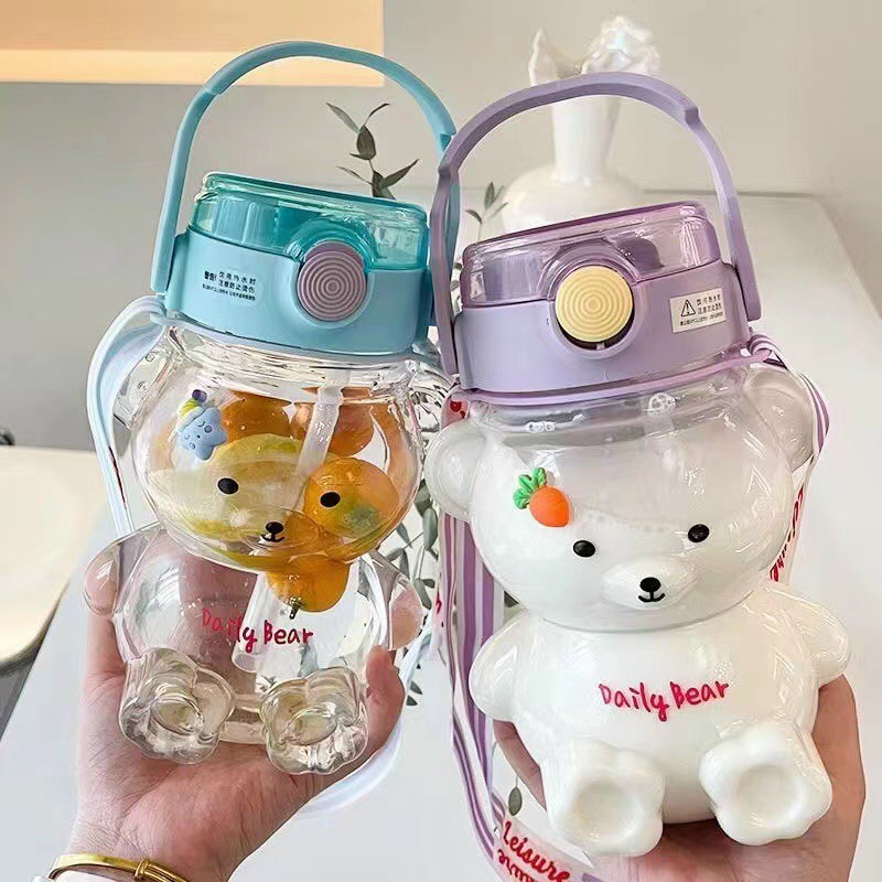 Bình nước nhựa hình gấu 1100ml Dễ Thương